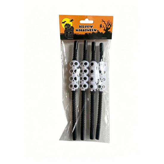 Plastic Halloween Straw Skeleton Drinking Halloween Party Spooky Pumpkin Skull Straw for Favors E