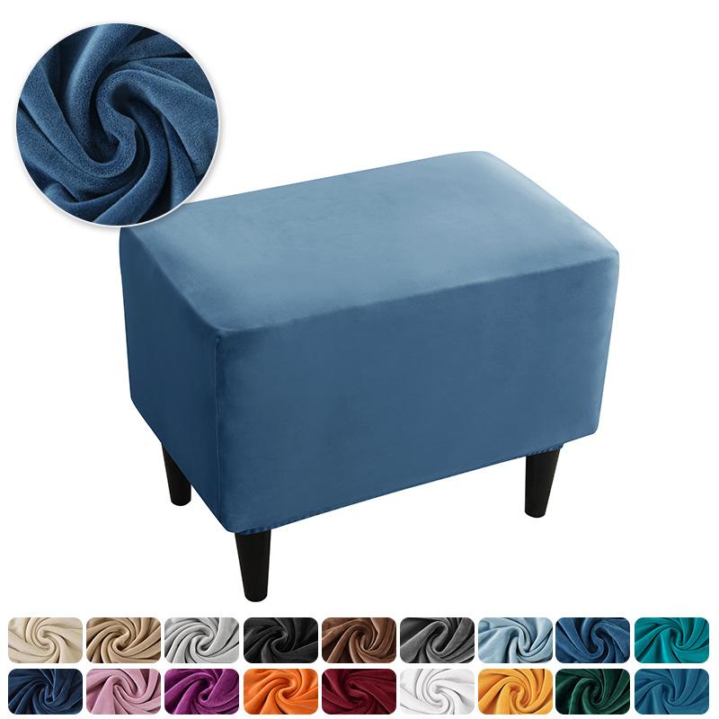 Voetenbankhoes Elastisch Zilvervos Velours Tijger Krukhoes Bijpassende Voetenbankhoes Stofdichte Hoes 55*35*20CM saffier