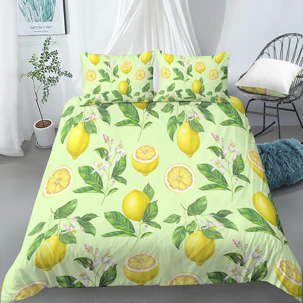 Lemon Duvet Cover Set Fruit Theme 2/3pcs Bedding Set Queen King Size Quilt Cover Microfiber Comforter Cover For Kids Teen Adult