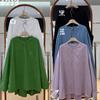 We1116 Autumn New Women's Round Neck Japanese Cotton Shirt Loose Shirt Top Half Cardigan Literary Style