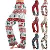 Women's Christmas Print Pants Casual Plush Pajama Bottoms for Holiday Lounging