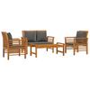 4 Piece Garden Lounge Set with Cushions Solid Acacia Wood