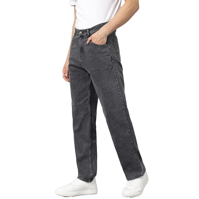 KOTTY Men s Cotton Lycra Blend Relaxed Fit Mid Rise Jeans Jet Black 30