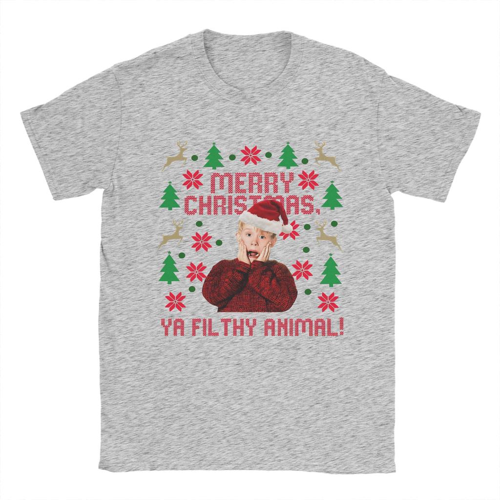 Merry Christmas Ya Filthy Animal Kevin Home Alone Men T Shirt Merry Christmas Tee Crewneck TShirt 100 Cotton Summer Clothes