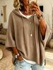 2026 European & American Women's Knit Hooded Drawstring Sweatshirt Woolen Outerwear