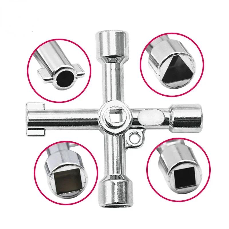 4 In 1 Universal Key | Practical Fire Brigade Construction Keys Multi-Functional Universal Cross Key With Bit Zinc Alloy