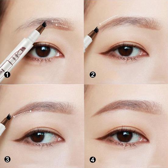 Creion lichid pentru sprâncene cu 4 vârfuri de furculiță Machiaj natural pentru ochi, rezistent la apă