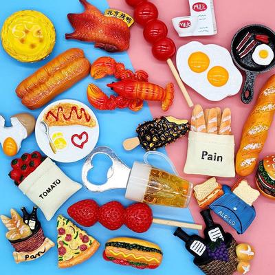 European Linen Bag Tomato Baguette Bread Resin Fridge Magnet Message Sticker