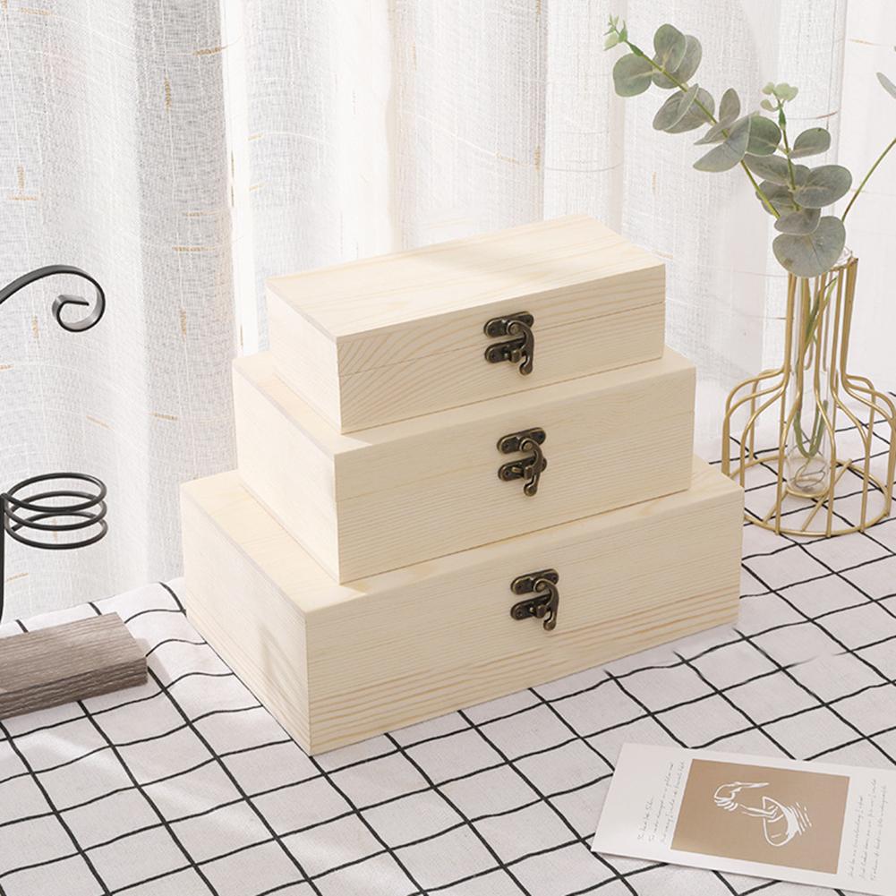 Wooden Storage Box Storage Wooden Box 1PC Decorated