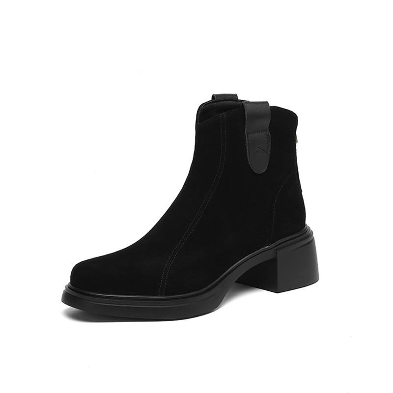 Fashion 2025 New Autumn Women Boots Round Toe Chunky Heel Shoes Women Shoes Ankle Boots Chelsea Motorcycle Boots Platform Retro Shoes