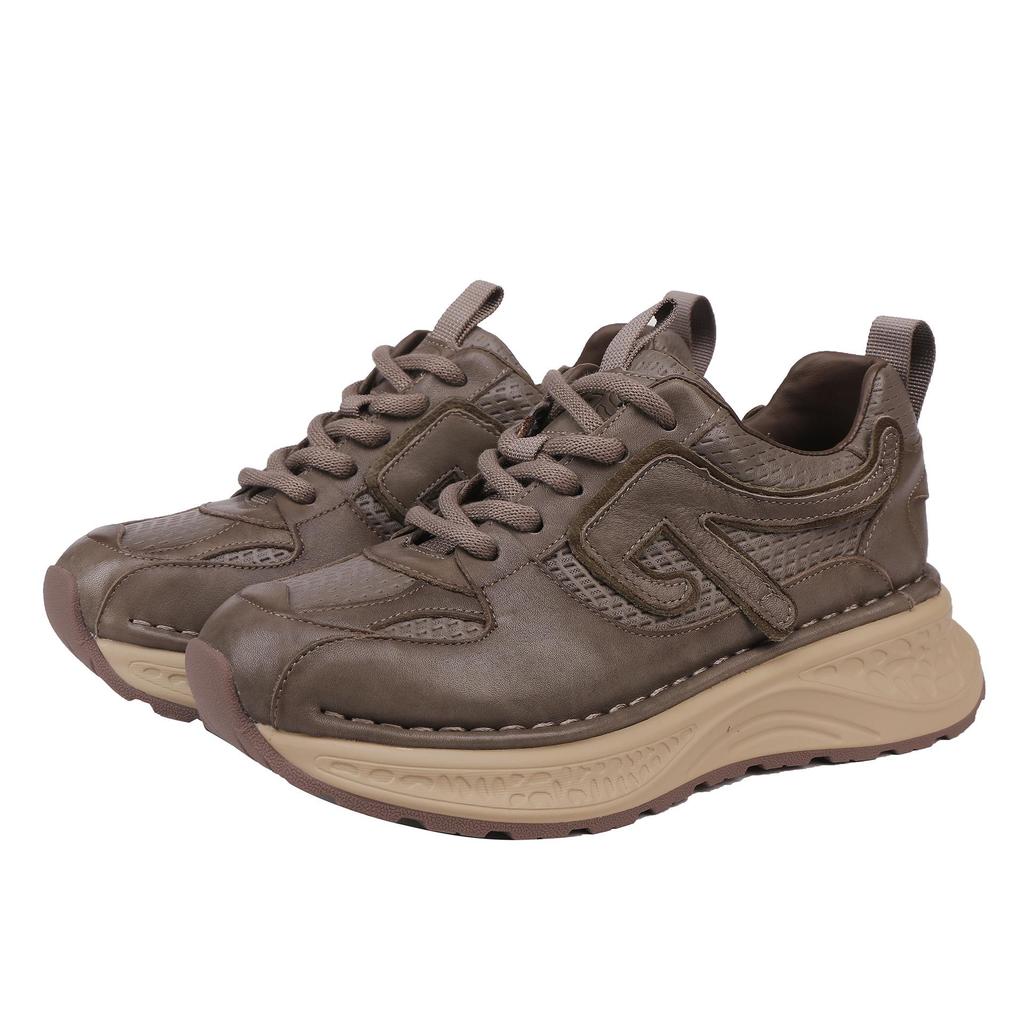 Guangzhou Huigu 2025 Autumn/Winter Women's Retro Thick Sole Cowhide Sports Shoes