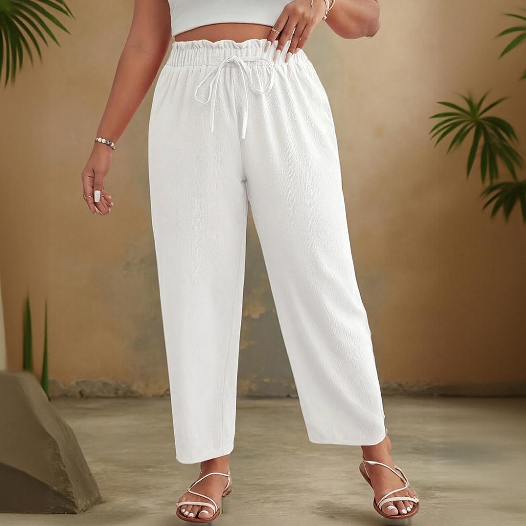 Pantaloni da Donna a Gamba Larga con Elastico in Vita e Coulisse, Vestibilità Larga, Leggeri, Casual, con Tasche per l'Uso Quotidiano