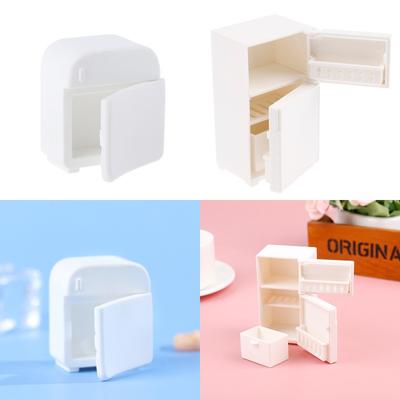 1PC Dollhouse Miniature White Refrigerator Model Playthings Kitchen Home Single Layer Double Refrigerator Dollhouse Decor Accessories