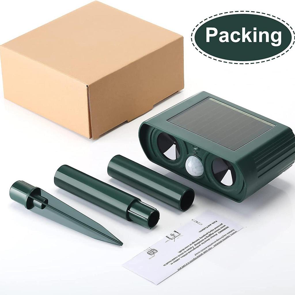 Solar Ultrasonic Animal Repeller for Birds, Dogs, Cats, Snakes, Insects, and Rodents - Outdoor Use for Orchards