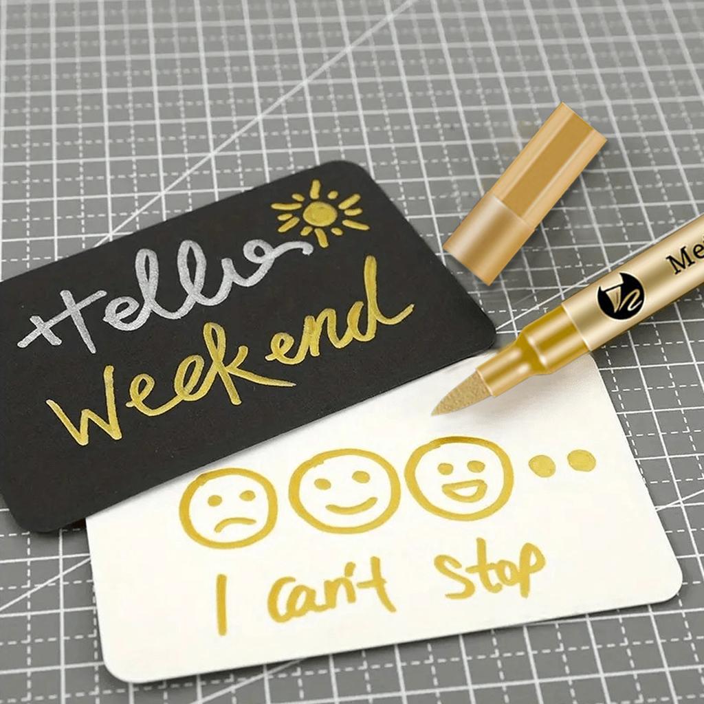 1-12 Stück Metall Weicher Kopf Permanent Wasserbasierter Marker Stift Malen DIY Kunstschaffung Signatur Kunst Grußkarte Schülerbedarf