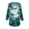 Women's Fashion Loose Button Collar Halloween Print Long Sleeve T-Shirt Top Pullover