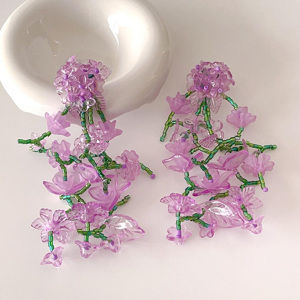 Handmade Beaded Tassel Earrings Beaded Colorful Floral Earrings  Birthday Gift