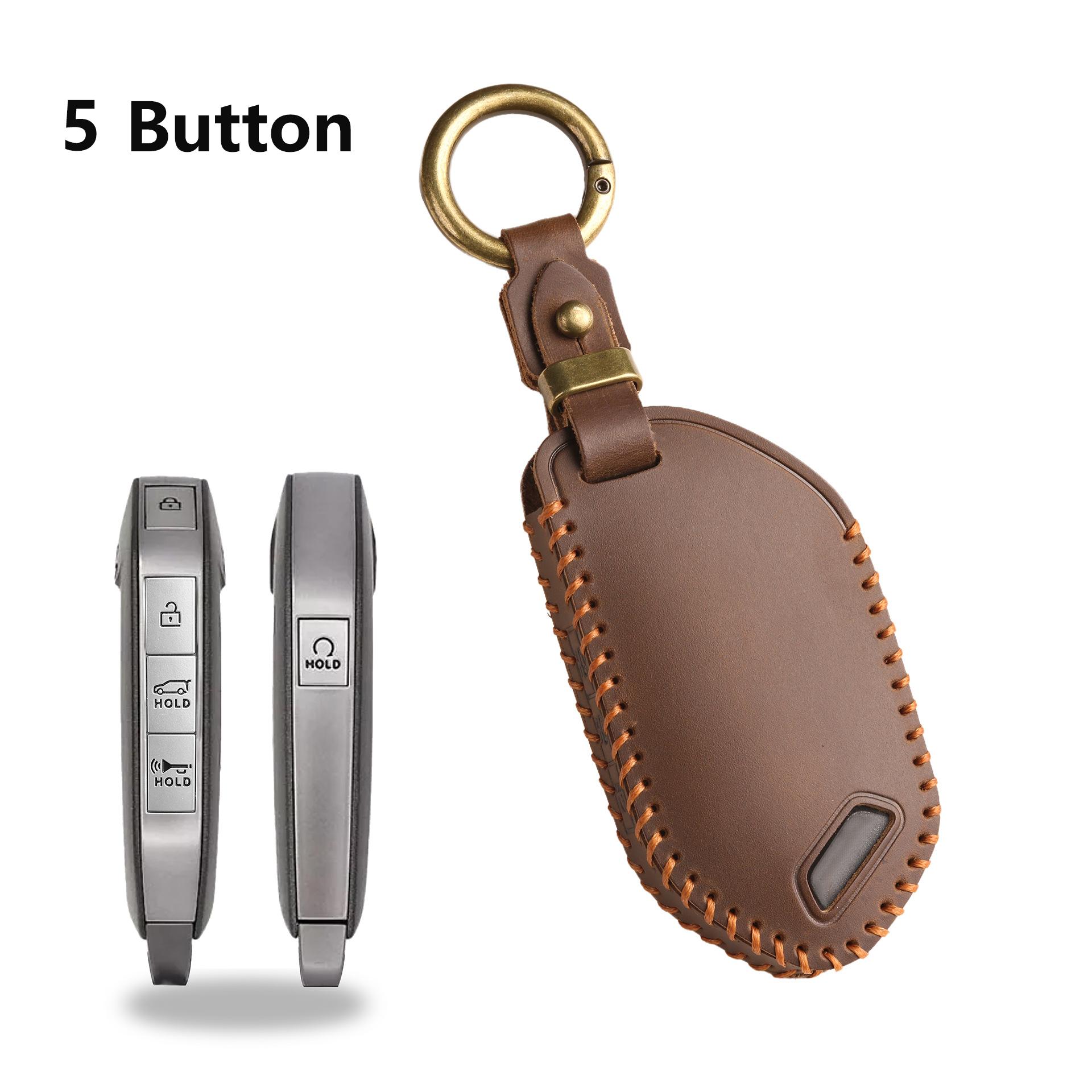

Brown Retro Leather For Kia Ev9 Picanto Sorento Mq4 Carnival Ka4 Morning K5 Carens 5 6 7 8 9 Button Car Key Case Cover Fob