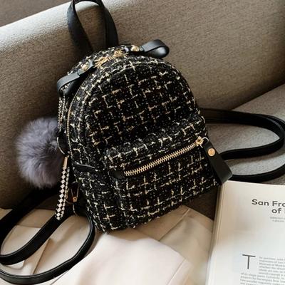 Mini Backpack Women's New Korean Version of Fashion and Leisure Multi-purpose Ins Super Fire Woolen Small Backpack Travel Women's Bag Tide