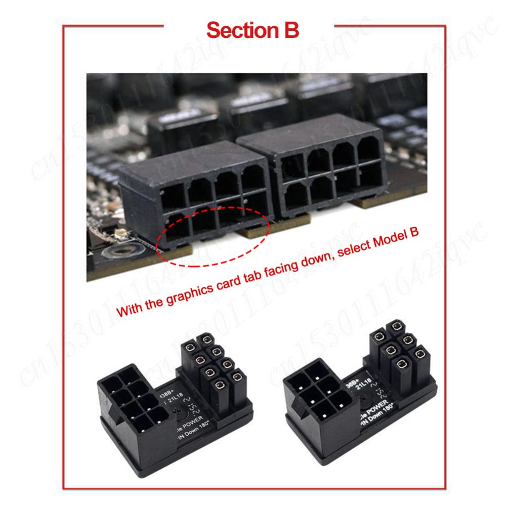 ATX 8Pin 6Pin Female to Male 90/180 Degree Angled Turning Connector Power Adapter Elbow Head for Graphics Video Card GPU Adapter