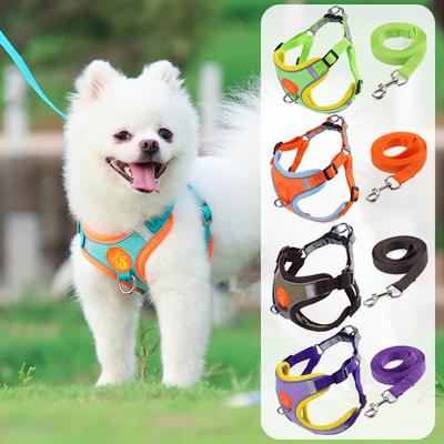 Set di imbracatura e guinzaglio regolabili per cani di taglia piccola e media, pettorina riflettente per cuccioli, cinghia pettorale per animali domestici, accessori da passeggio all'aperto