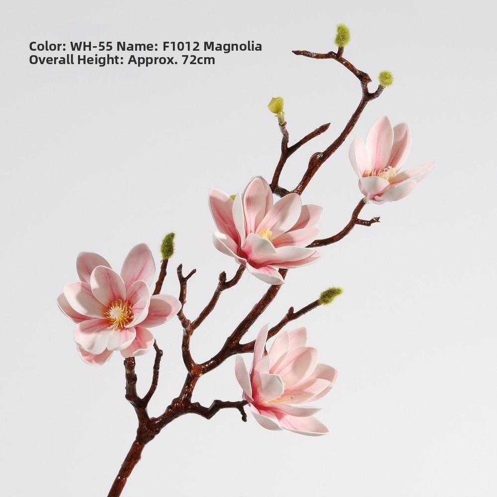Multi-Bloom Artificial Magnolia Flowers Branch Pink Plastic Fake Flower  Living Room Ornaments