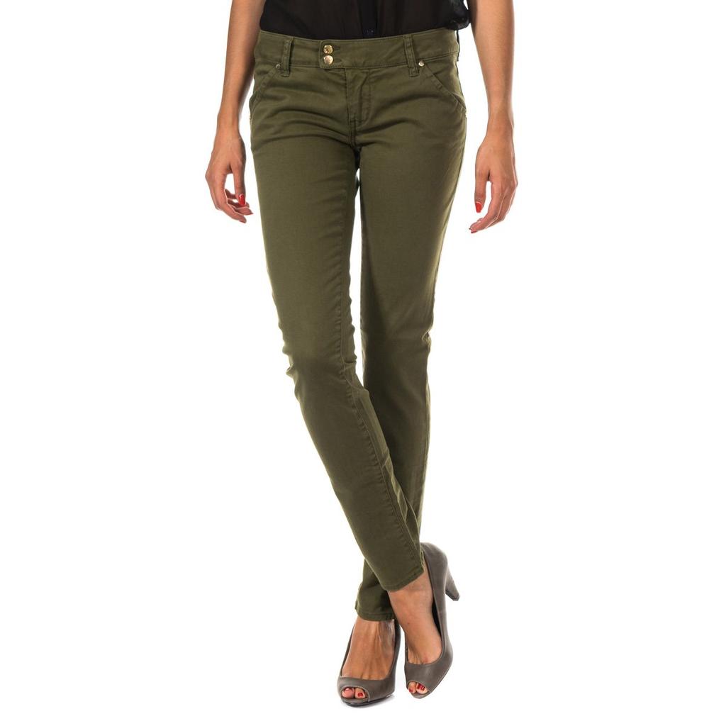 Women's Long Jeans with a Worn and Torn Effect 10DBF0598