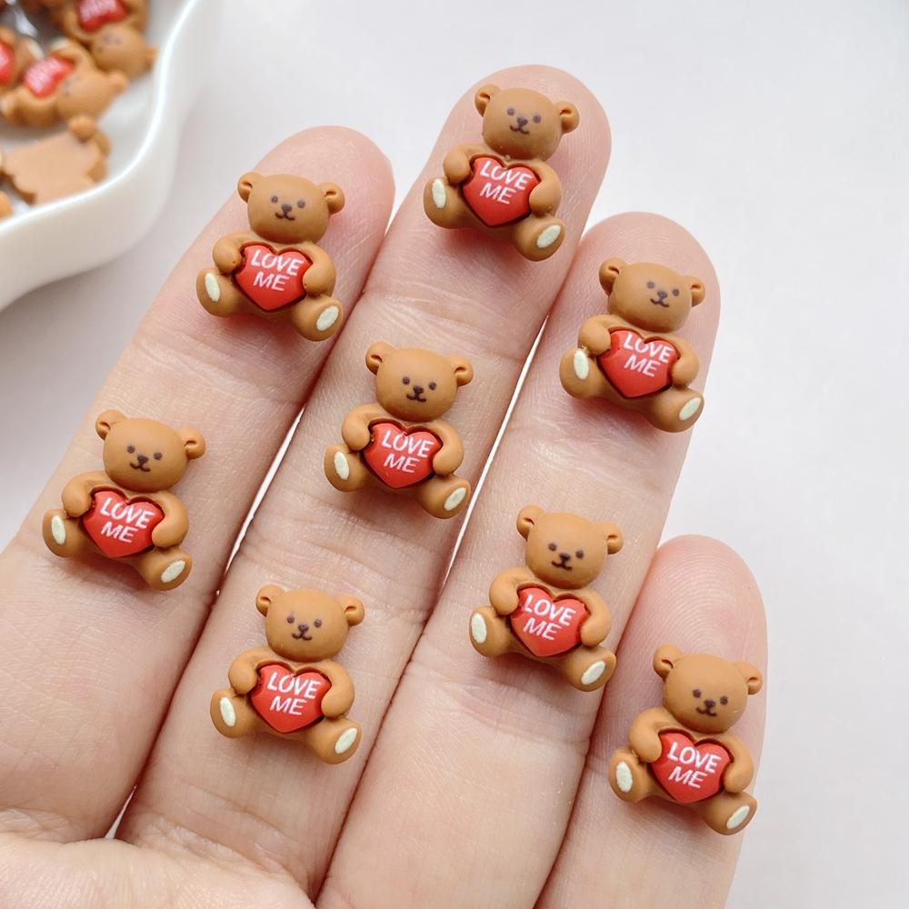 

30 шт. Милые мини мультяшные маленькие медвежата, смола для дизайна ногтей, дизайнерские шармы, DIY ремесло для 3D украшений для ногтей, ювелирные изделия