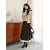 Maple Latte Lace Spliced Midi Skirt