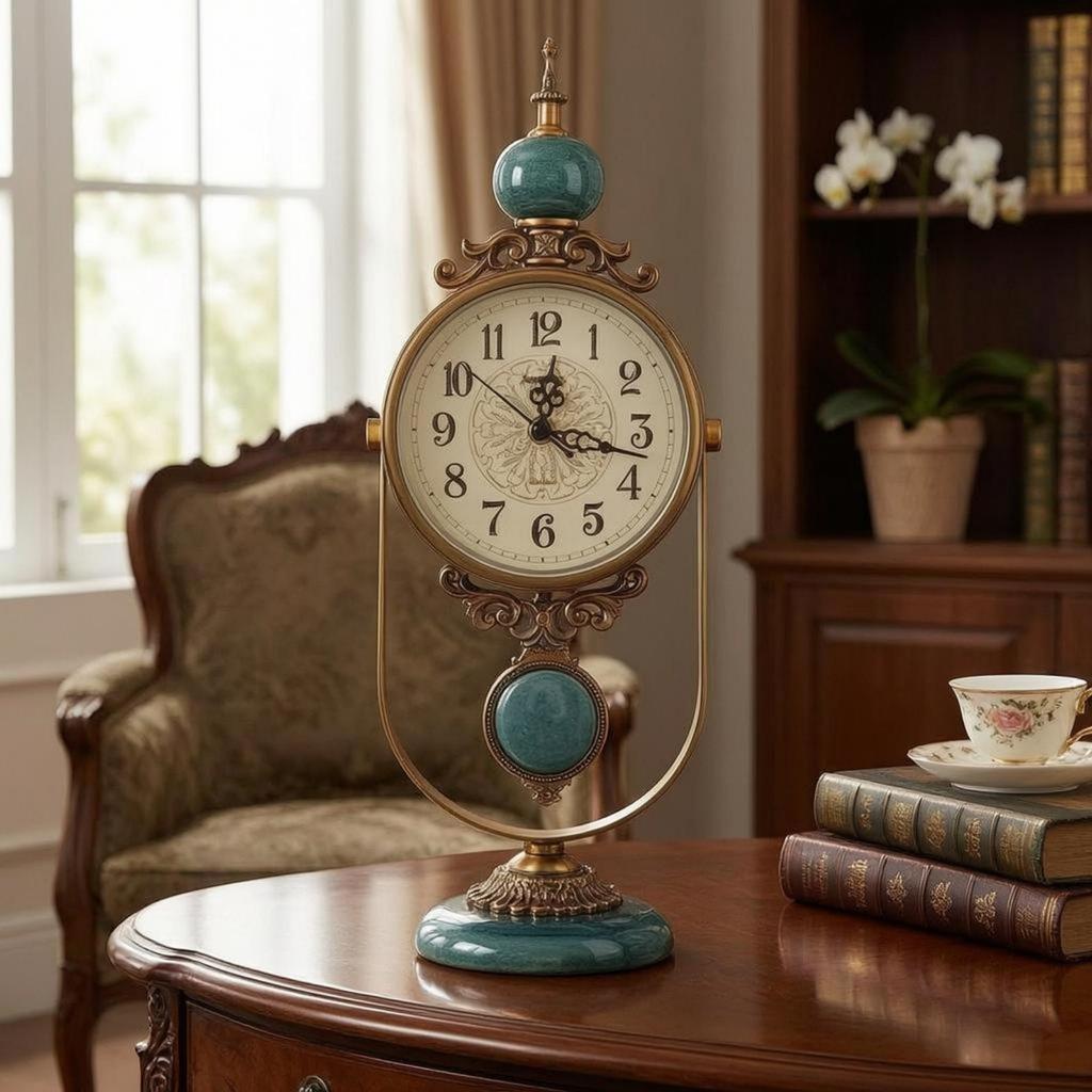 Vintage Mantel Timepiece Polished Finish Home Decor Gold-Tone for Desktop