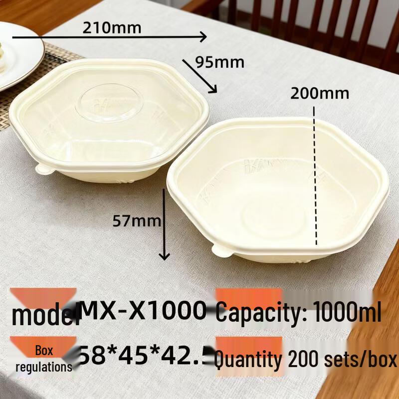 Handon 650ml Square Corn Starch Disposable Takeaway Containers