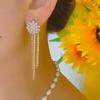 French retro pearl flower earrings for women, designed to show their faces, thin and long fringed earrings, earrings.