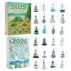 Arbre de Noël en Verre Marin Calendrier de l'Avent de Noël avec 24 Mini Ornements d'Arbre de Noël Compte à Rebours de Noël pour Décoration d'Arbre
