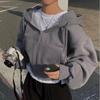"2024 Autumn/Winter Women's Velvet Hooded Zipper Sweatshirt - Fashionable, Warm, Solid Color"