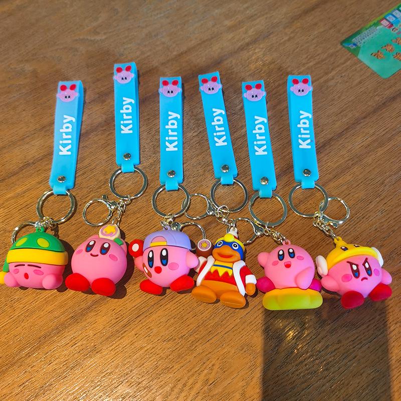 Pink Kirby Star Plush Keychain - Cute Heart Backpack Pendant