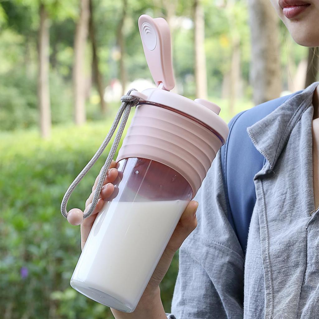 Fexmoy Protein Shaker Bottle, Blender Bottle for Gym/Workout, Disassembleable and Cleanable, BPA-Free, with Shake Ball, 700ml (Pink)