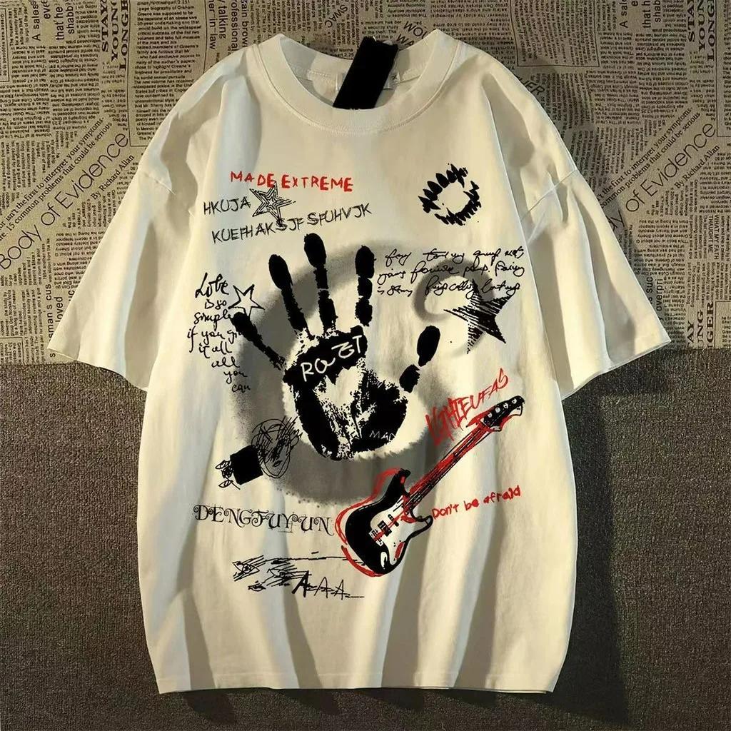 

Американская винтажная футболка с круглым вырезом и коротким рукавом для мужчин/женщин, корейский инста-стиль, летние новые топы, модная футболка из чистого хлопка для спорта и повседневной носки S