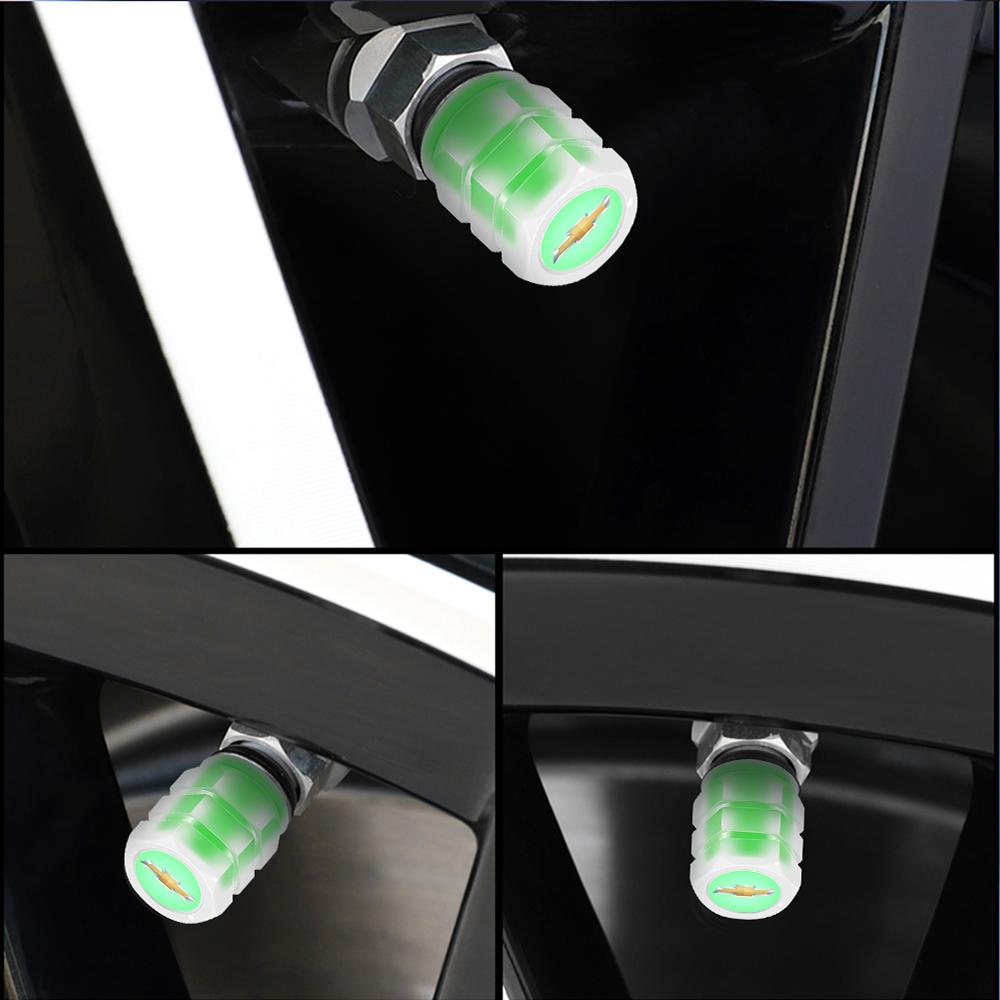 4Pcs Fluorescent Luminous Car Tire Valve Caps Accessories For Chevrolet Cruze Captiva Spark Malibu Sail Equinox Trax Impala Aveo UA9