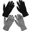 2Pairs Women's Winter Touchscreen Gloves Warm Fleece Lined Knit Gloves Elastic Cuff Winter Texting Gloves