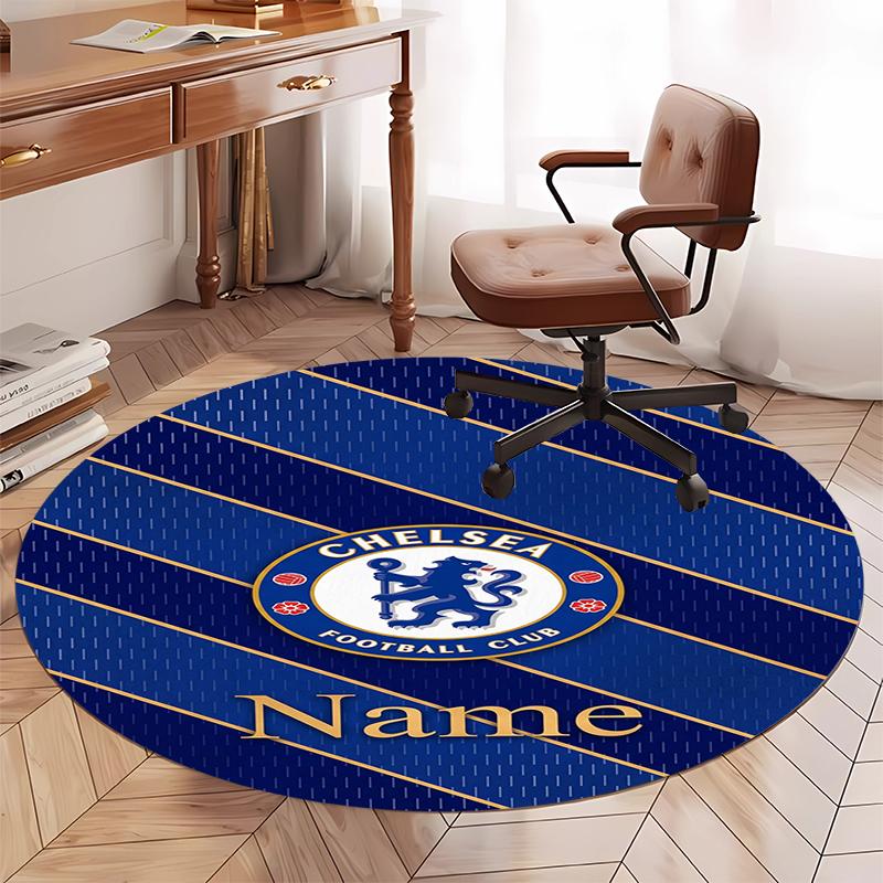 Custom Name Chelsea Football Club Printed Round Rug Carpet Chair Rug Area Rug Entryway Doormats,for Office Chair Living Room Bedroom Kitchen Room.