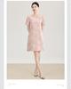 Nanyou Elegant Embroidered Jacquard Linen A-line Dress with Waist-cinching Short Sleeves for Spring/Summer Style