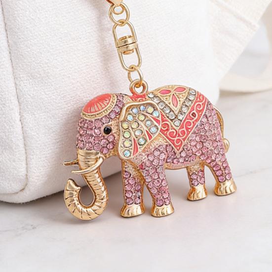 Horse Keychain Colorful Sparkling Rhinestones Elephant Charm Key Chain Decorative Good Luck Pendant Bags Backpacks Wallets Cars Accessories