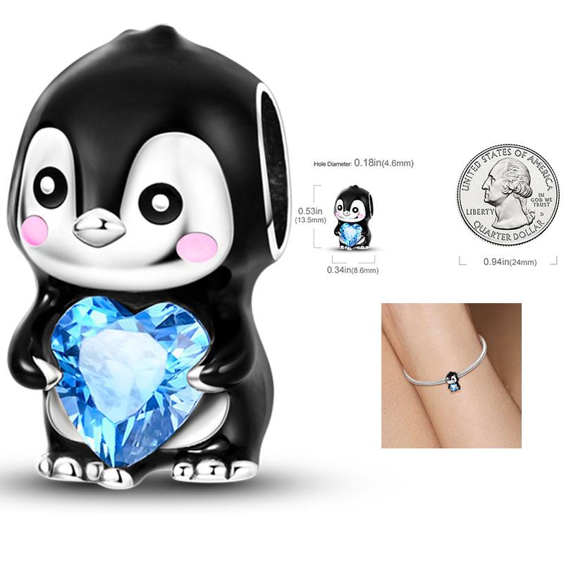 Copper Charms Penguin Unicorn Carousel Pendants Fit Original Pan Bracelet Beads Diy For Jewelry Making