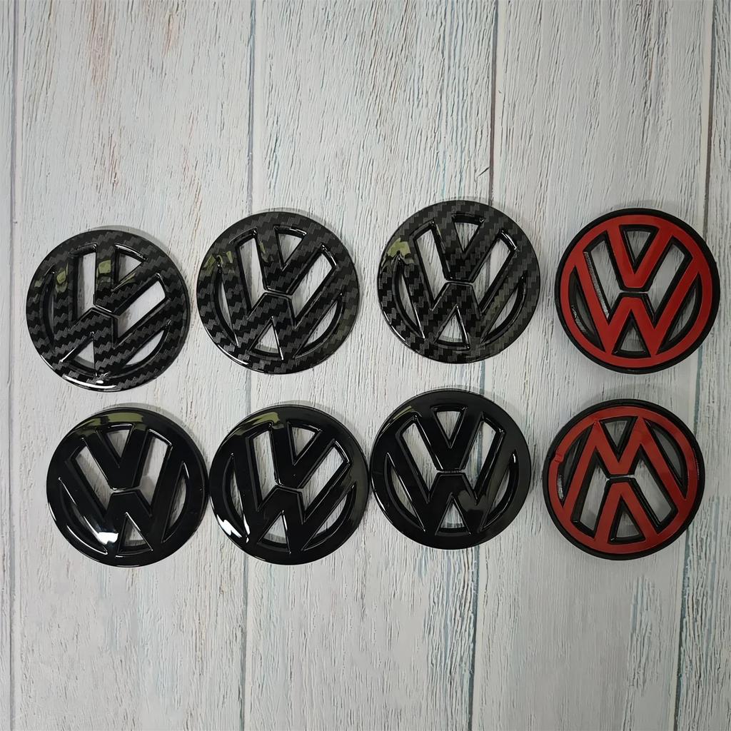 Hot Volkswagen Carbon Fiber Logo Steering Wheel Decal Sticker Golf 7 Rline Logo Accessory Black 3D Sticker Car Badge Logo