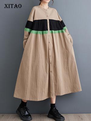 Casual Women Full Sleeve Patchwork Dress DMJ2406