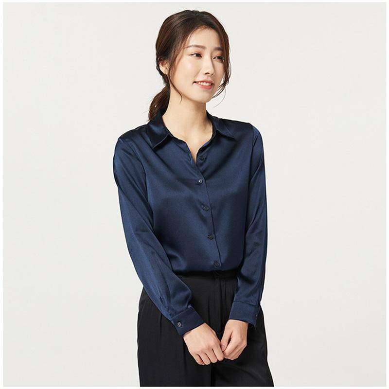 Saténové hedvábí z moruše Těžká hedvábná košile Dámská košile Blůza s dlouhým rukávem Dojíždění Jednobarevné Profesionální oděv