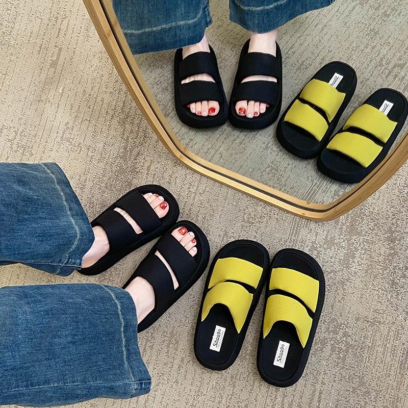 

New Style Casual and Versatile Shoes for Women Thick-soled One-shoulder Flip-flops 35 жовтий