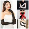 Elbow Sunscreen Mittens Transparent Mesh Full Finger Gloves Fashion Transparent Gloves Outdoor