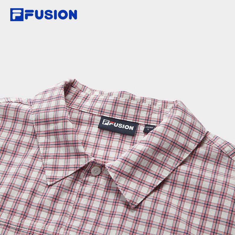 FILA FUSION Couple's Loose Fit Long-Sleeve Plaid Cotton Shirt
