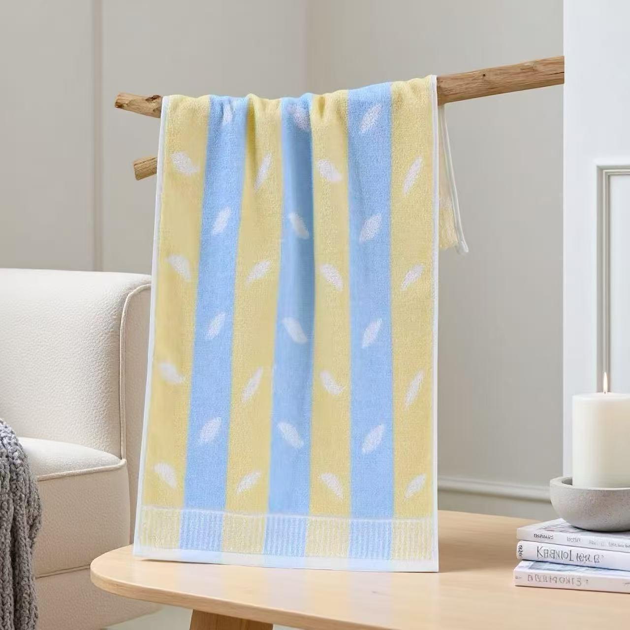 Stripe Print Pure Cotton Face Towel - Skin-Friendly, Soft & Lint-Resistant 35x90 cm